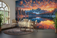 The colors are rich and warm, with fiery reds, oranges, and yellows.

