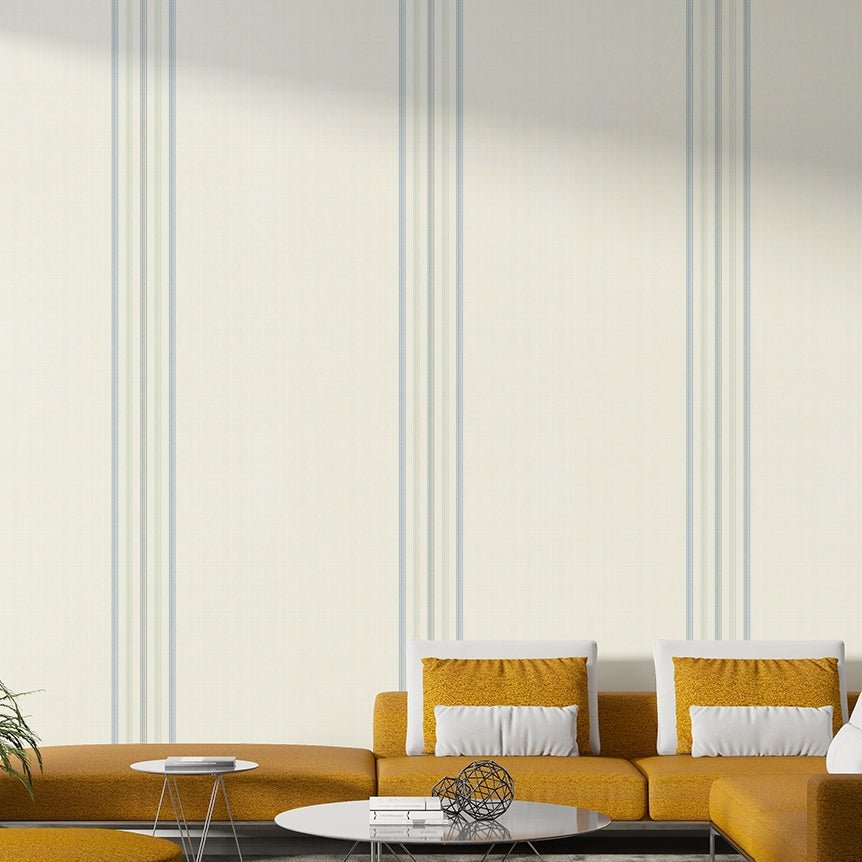 Neutral stripe wall mural with timeless feel
