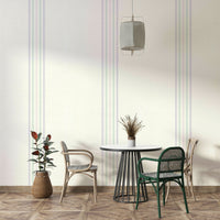 Vertical lines in mint, peach, and lavender
