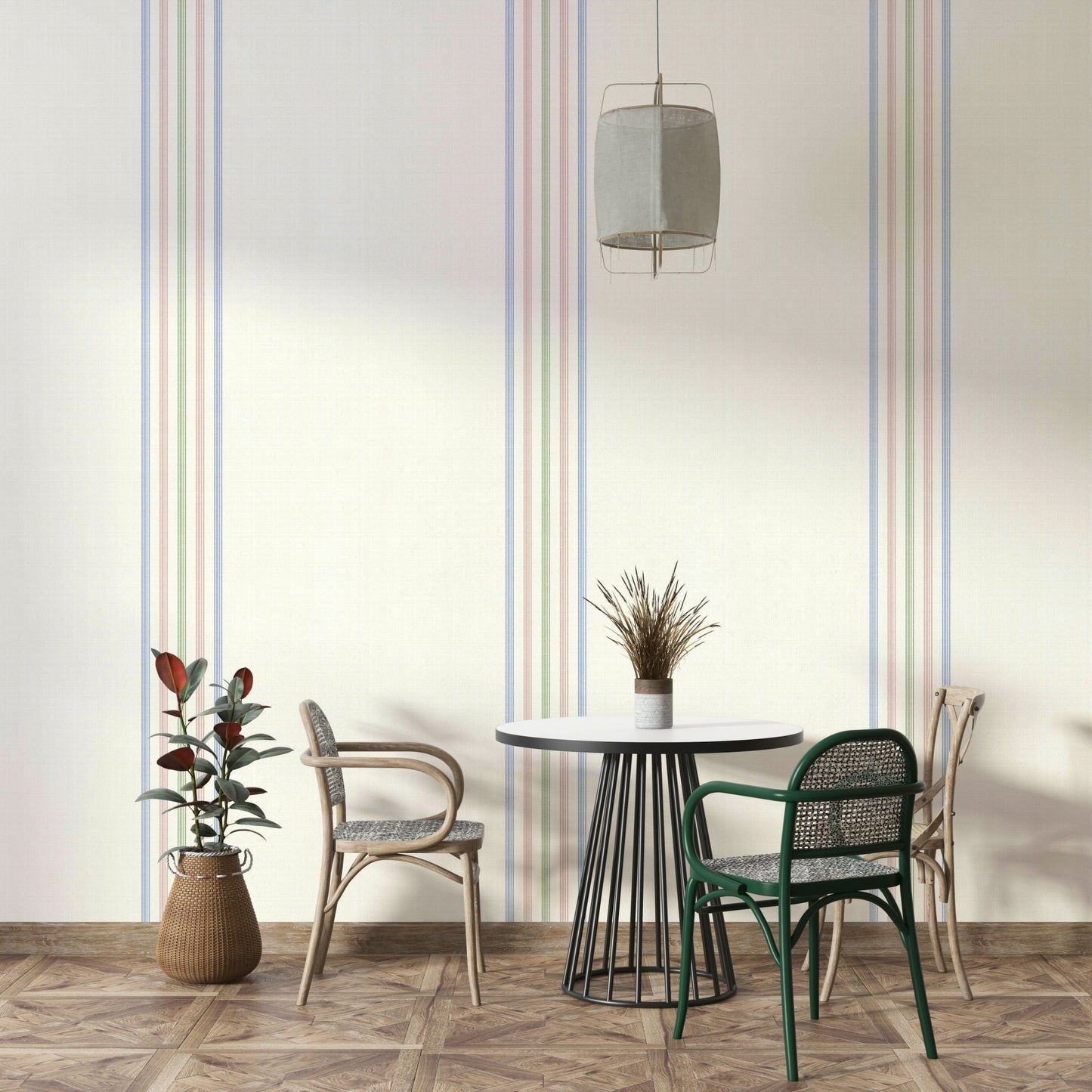 Spring-inspired striped wall design
