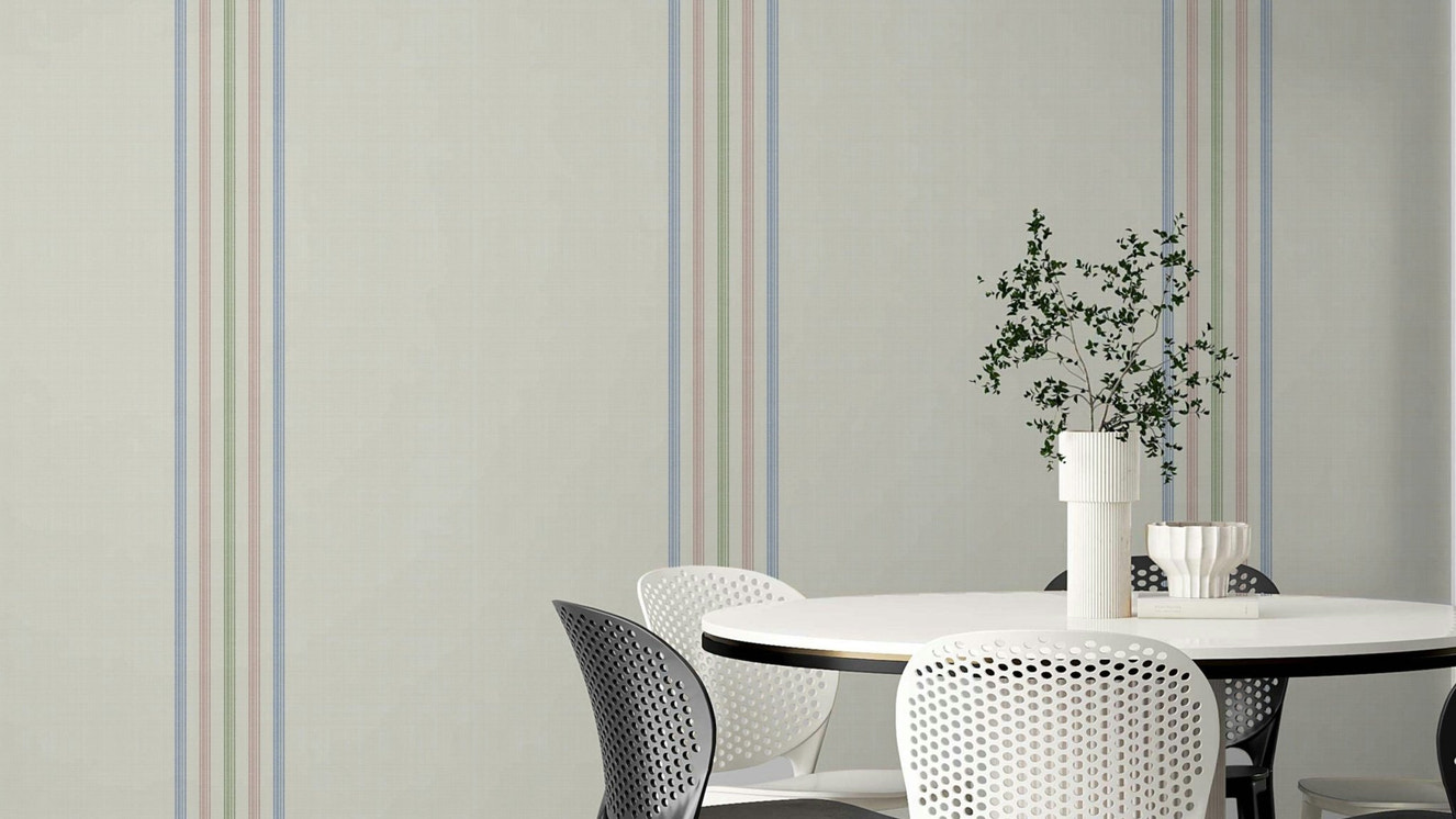 Clean line mural with seasonal colors
