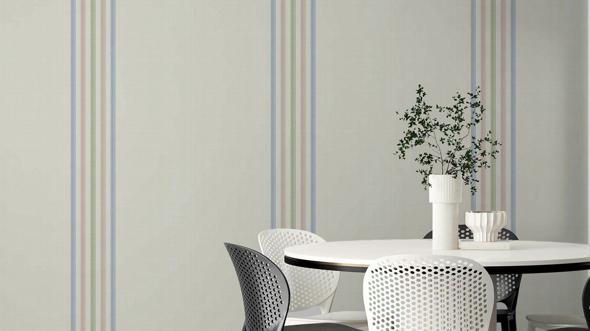Clean line mural with seasonal colors
