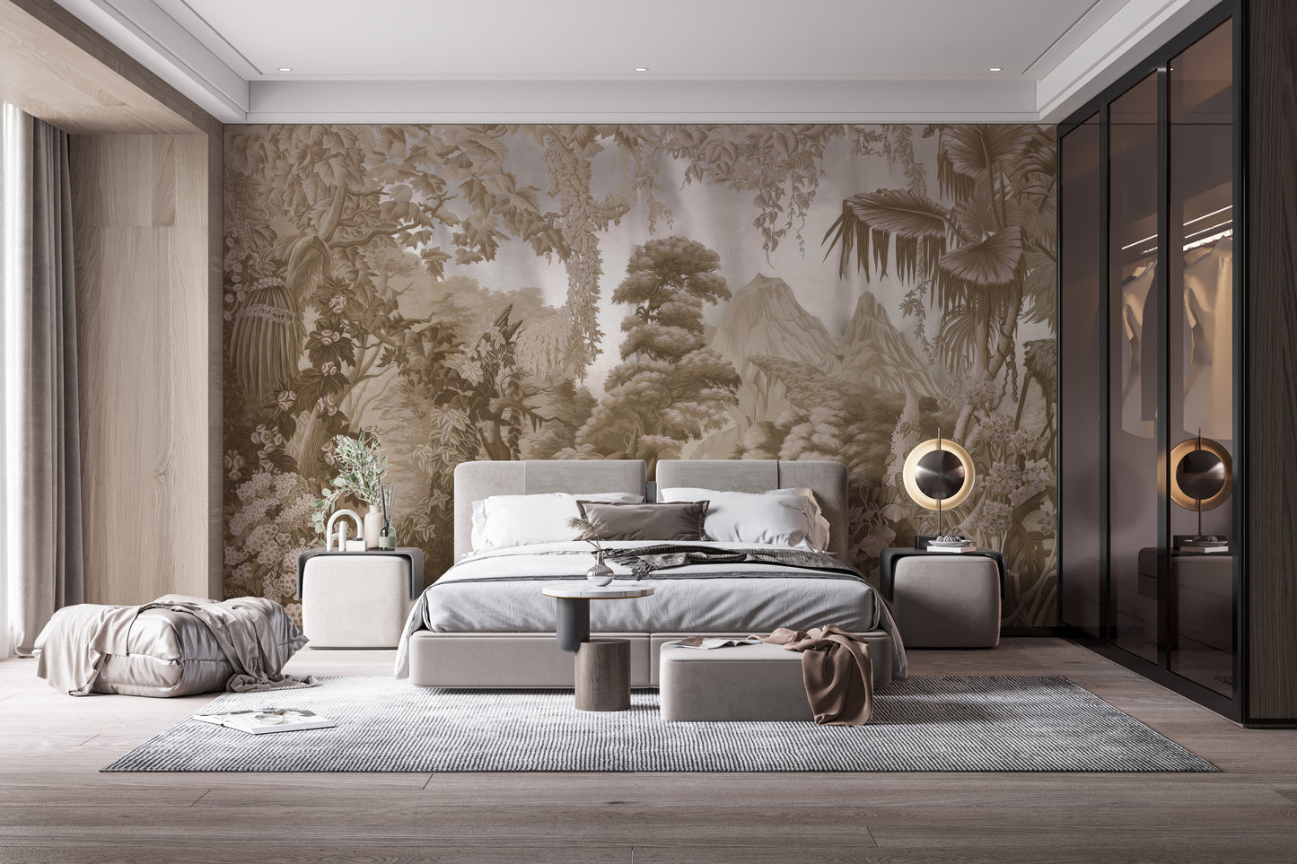 Sepia Forest Wall Mural - Giffywalls