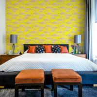 Hand-drawn fish wallpaper for bathrooms and entryways


