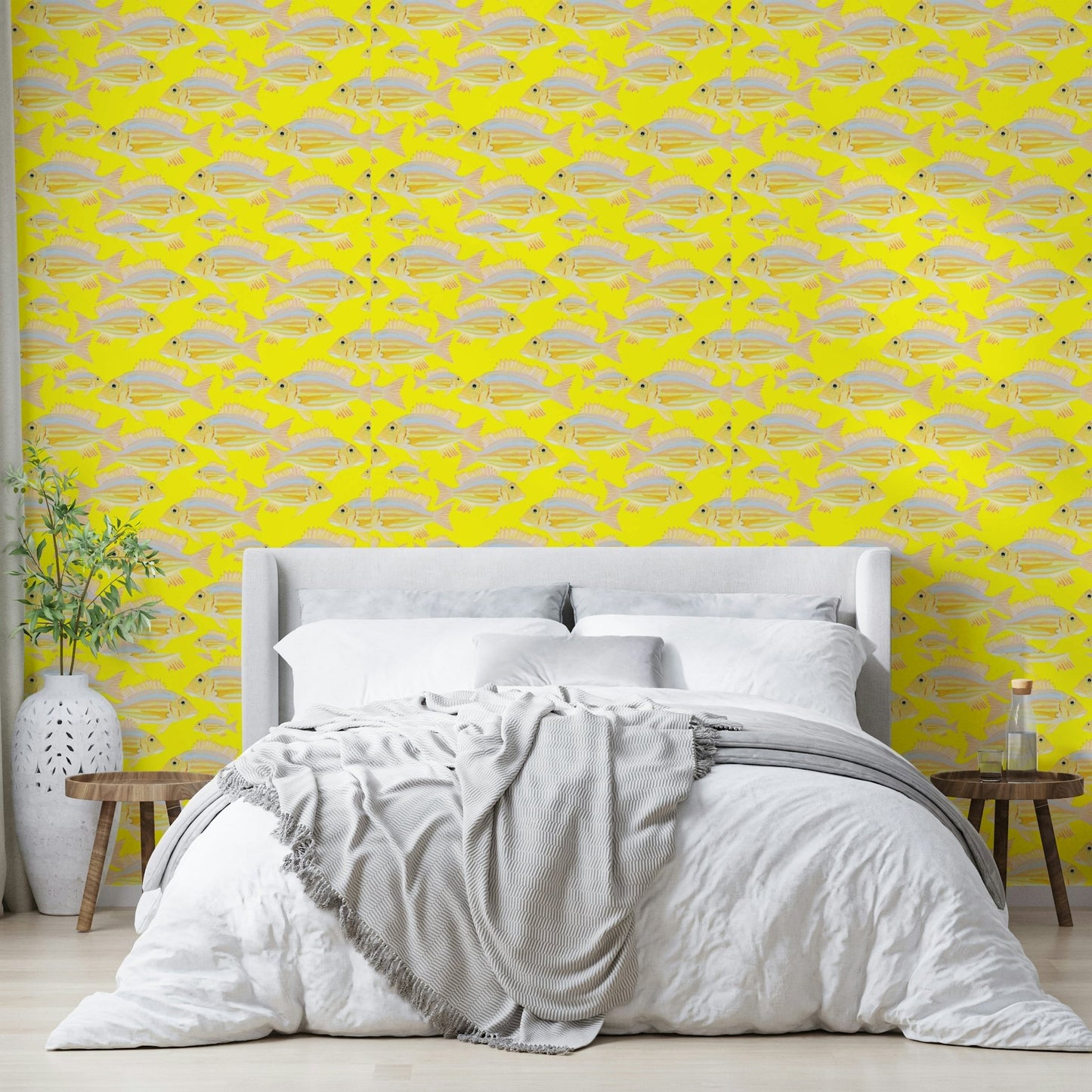 Ocean-themed wallpaper in soft marine tones

