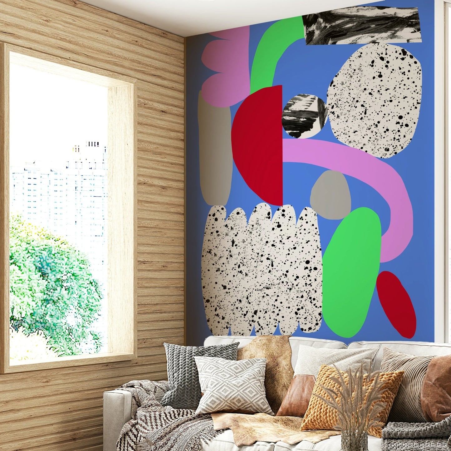 Sleek, modern Flakes Wall Mural for living rooms and bedrooms

