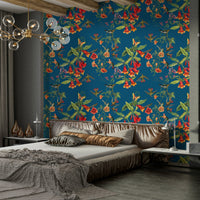 A contemplative flower and bird wallpaper mural for a feature wall.

