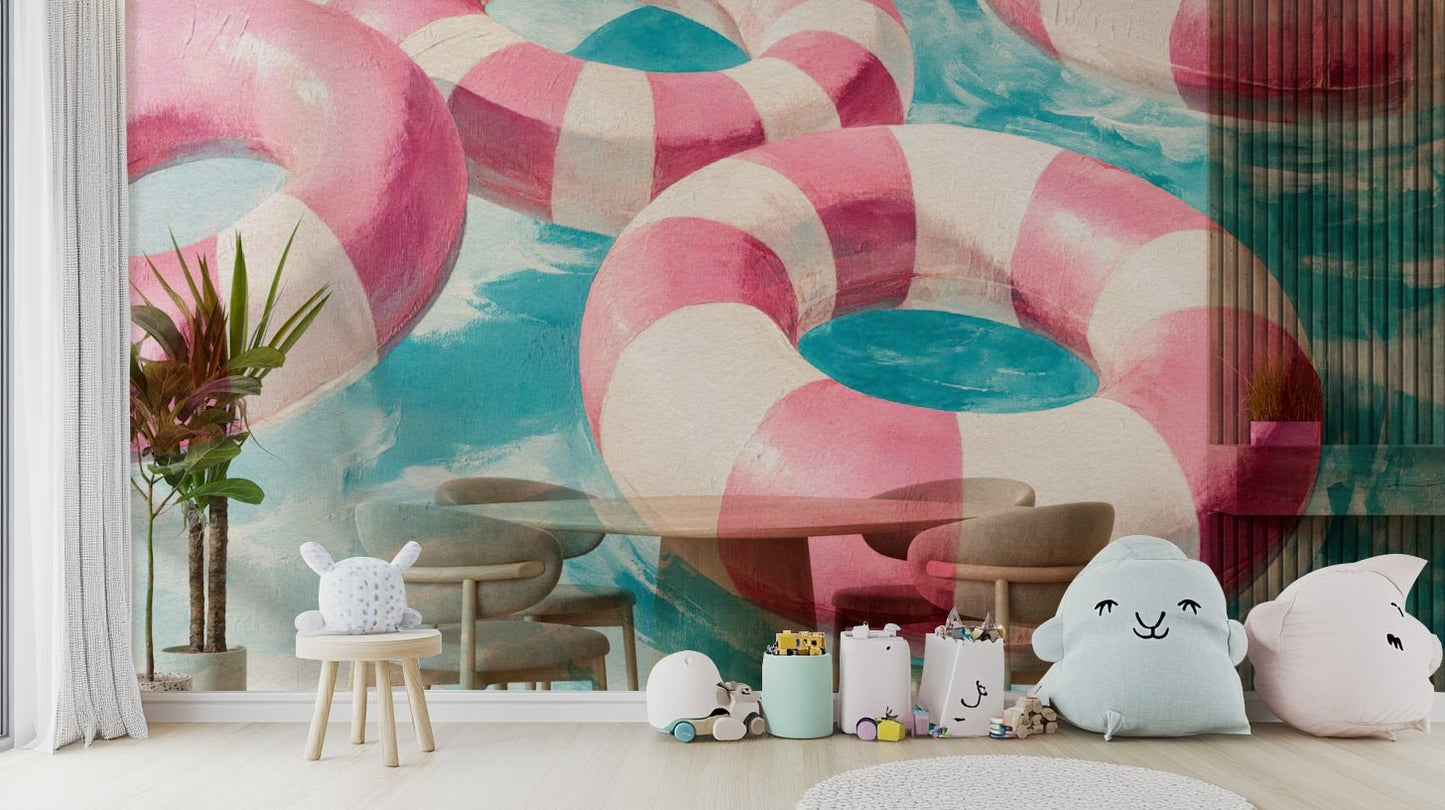Flowing mural with cloud-like softness and motion


