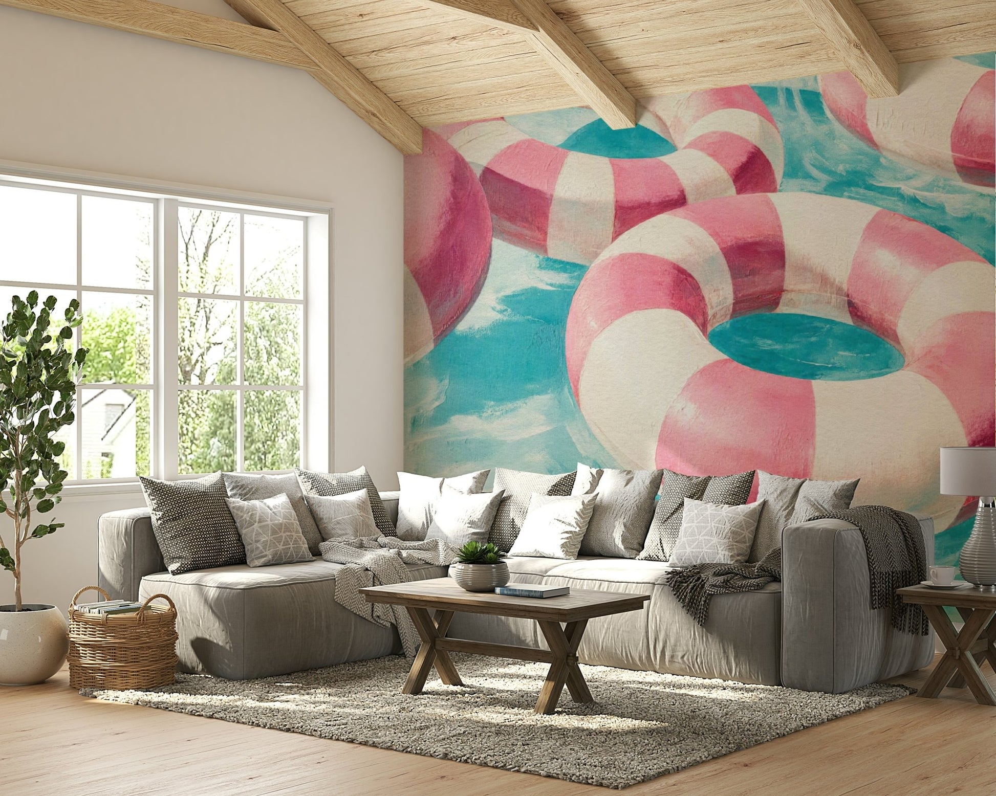 Wall mural with gentle transitions and weightless feel

