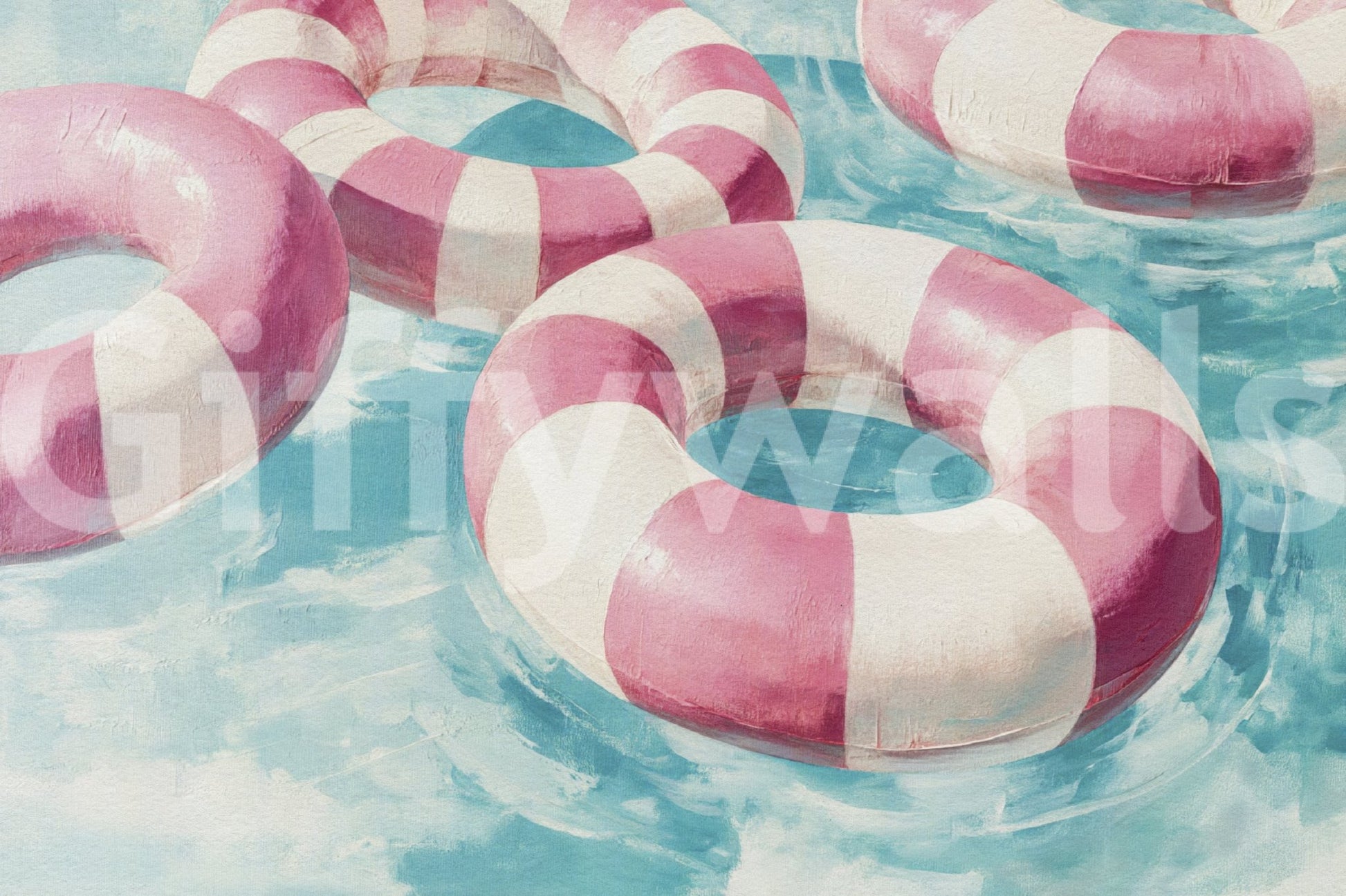 Floating into Relaxation mural with peaceful gradients

