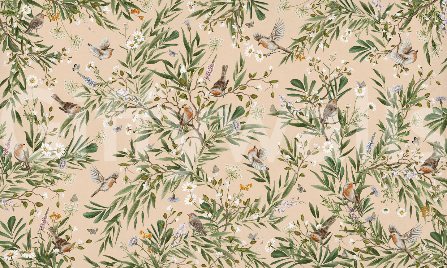 Floral Aviary Wall Mural