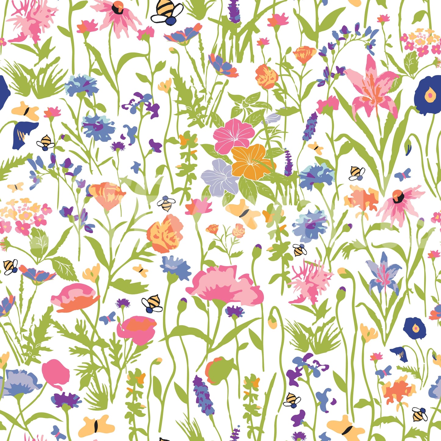 Meadow Blooms & Bees Wallpaper⁠