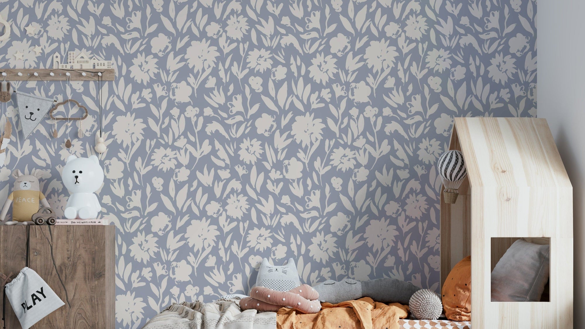 Wallpaper with a unique, artistic floral design

