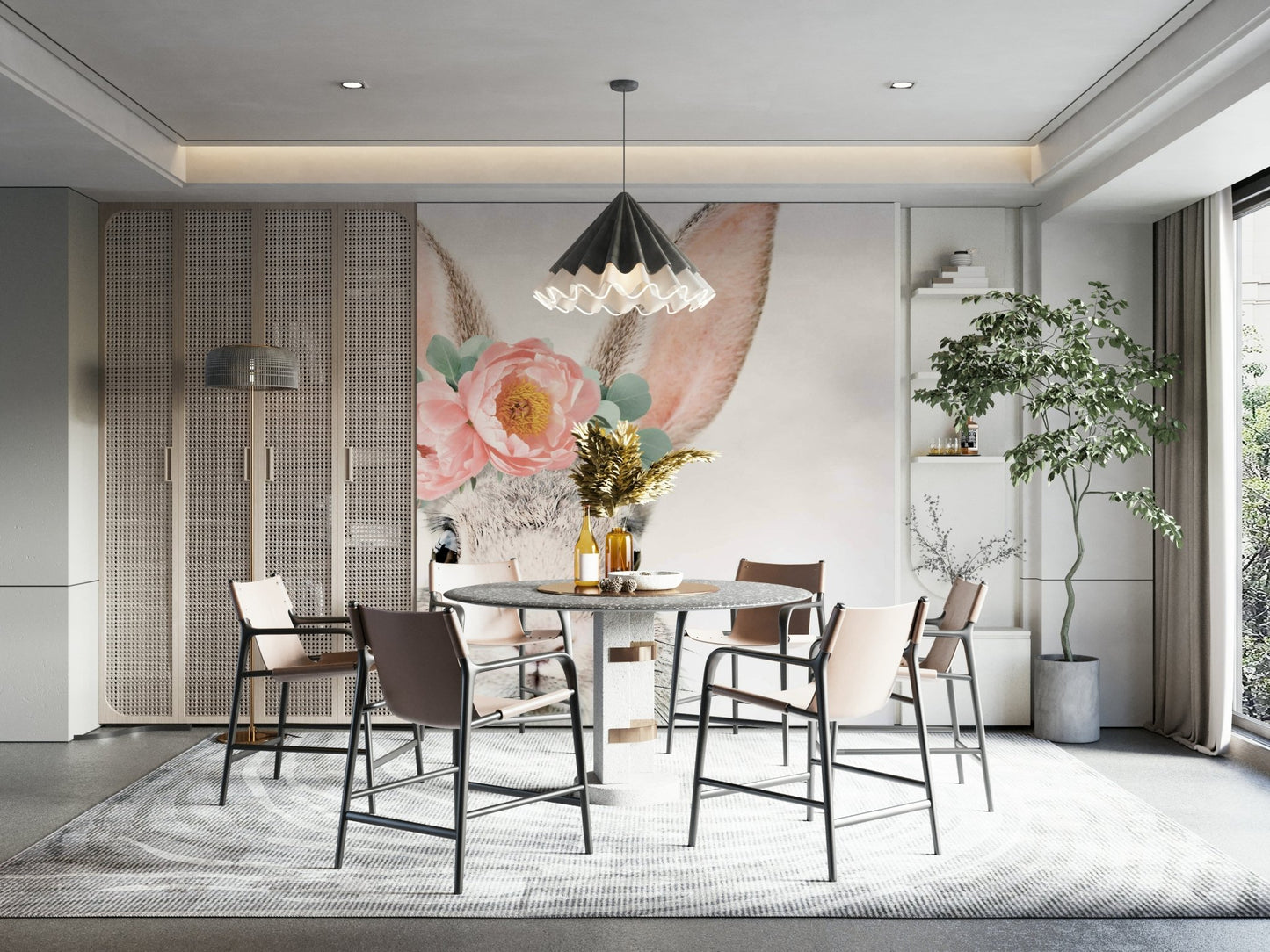 Soft pastel colors or vibrant floral hues.

