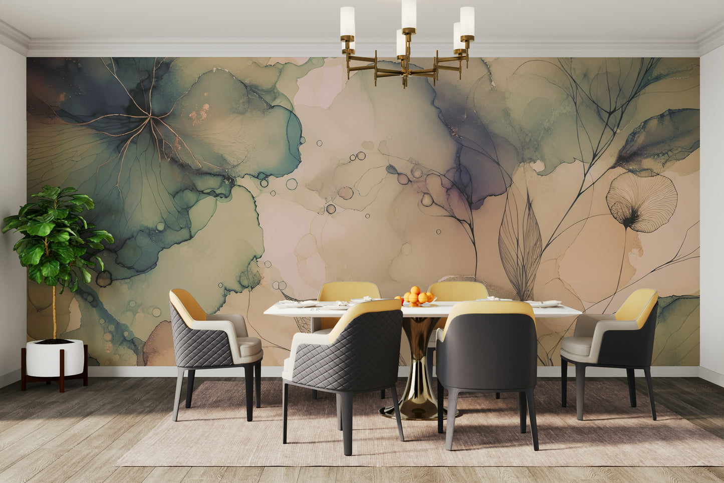 Muted color floral design for a contemporary lounge.