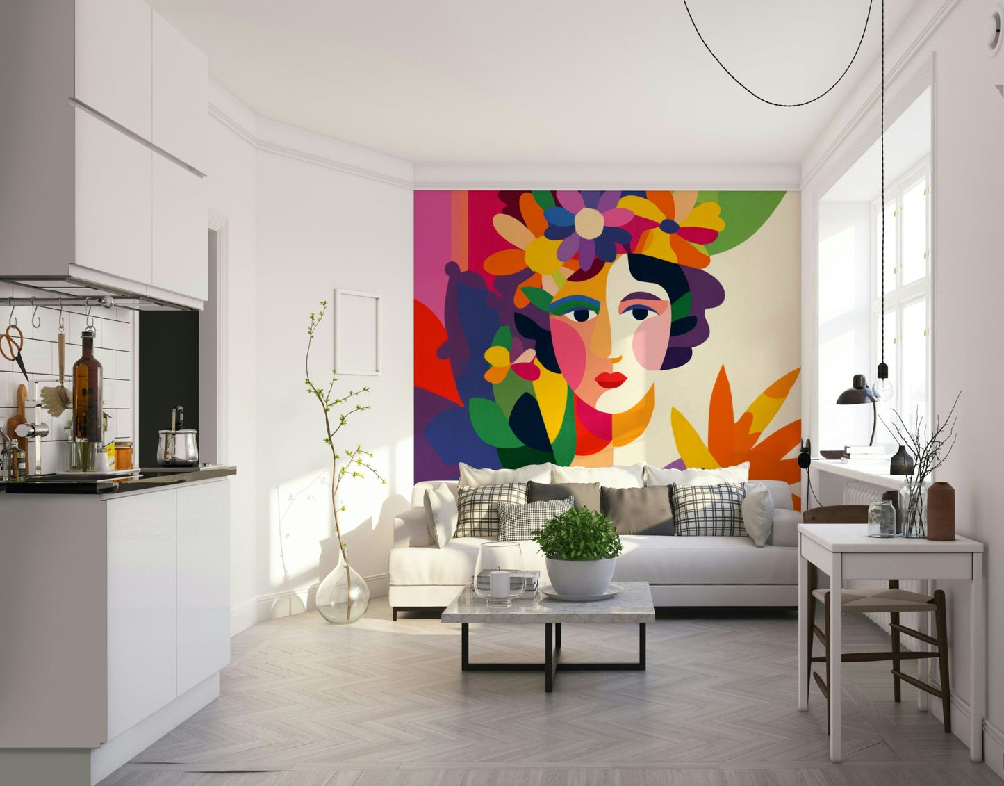 Empowering mural for creative feminine spaces

