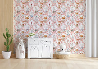 Adorable watercolor style fox bunny bear Floral Friends wall piece.