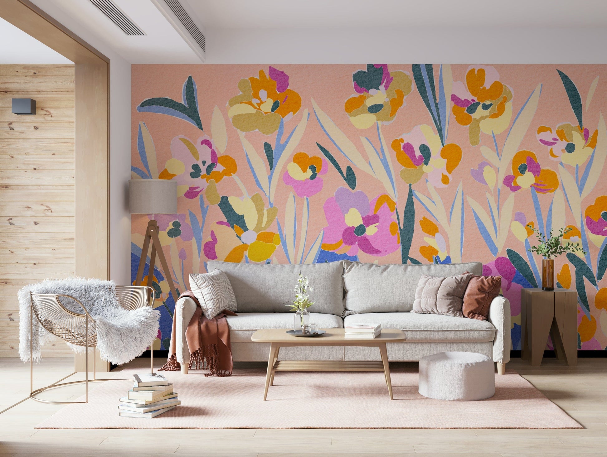 Painted Blossom Garden wallpaper with abstract floral arrangements.