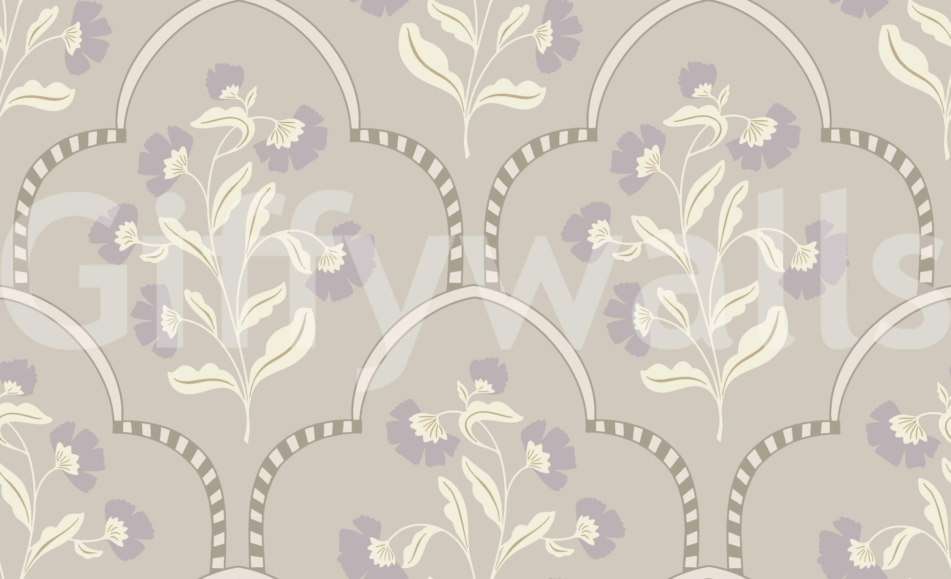 Bedroom accent wallpaper Floral Lattice soothing pastel hues.