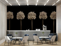 Five allium seed heads in a row.

