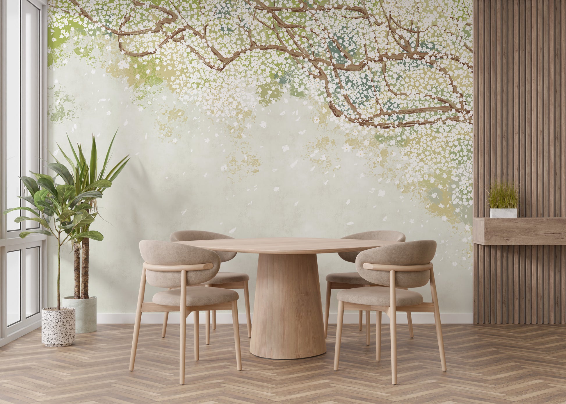 Vintage blossom branch wallpaper design