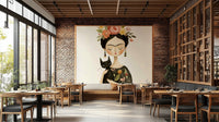 Mysterious wall design with muse and moonlit palette

