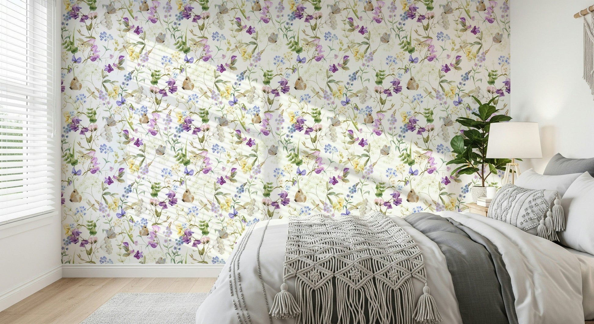 Floral Whispers exquisite butterfly sweet pea artistic wallpaper.