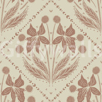 Beautiful floral design on terracotta wallpaper for a warm look

