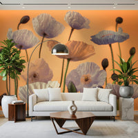 Reading nook wall decor with floral mural, colourful blooms and balanced tones