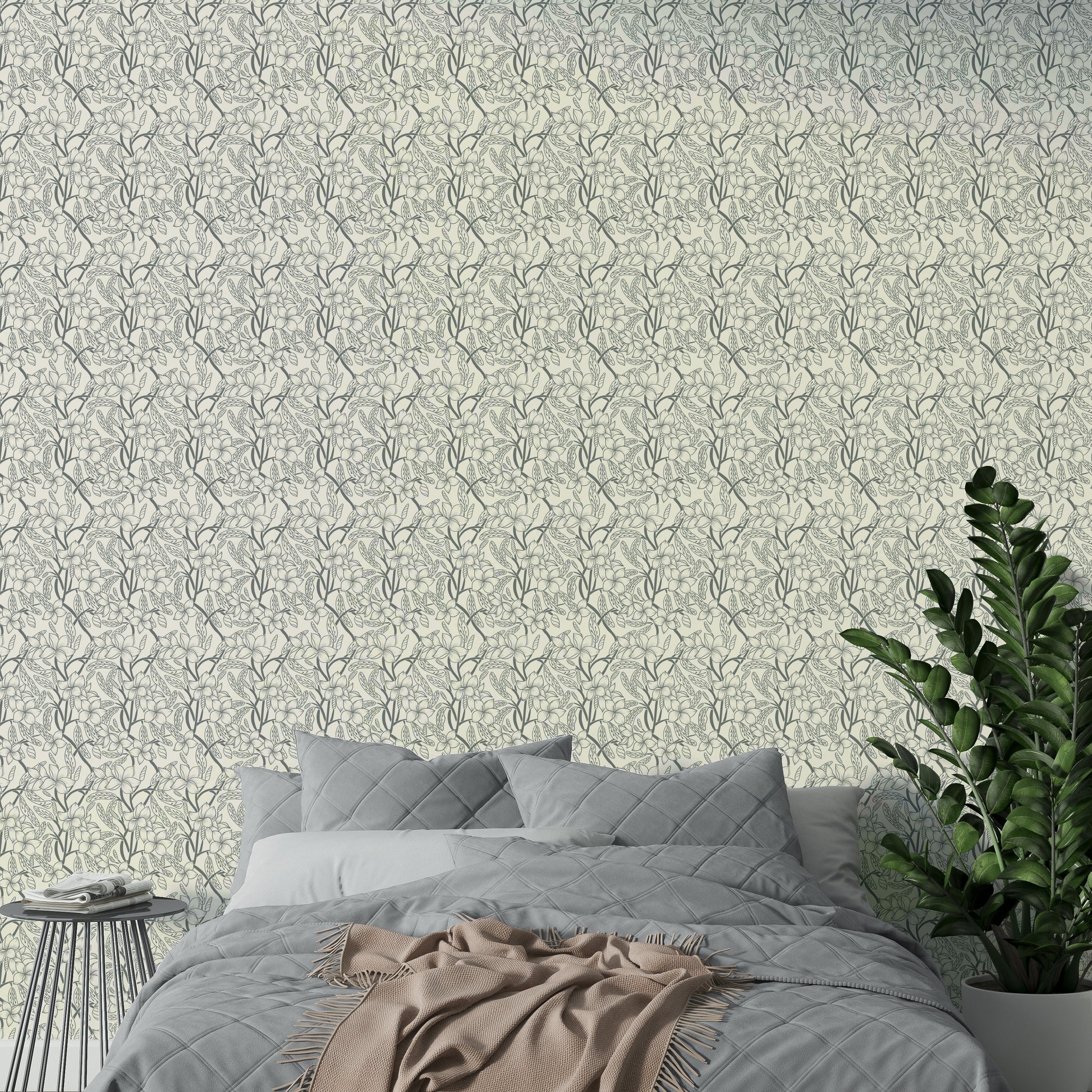 Stylish wallpaper for walls with still floral illustrations

