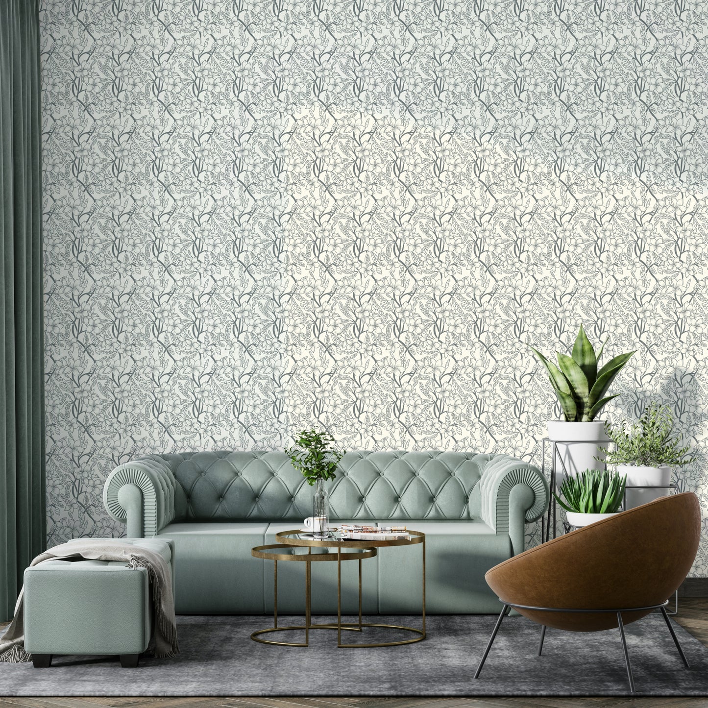 Chic floral still-life wallpaper for walls in a black palette

