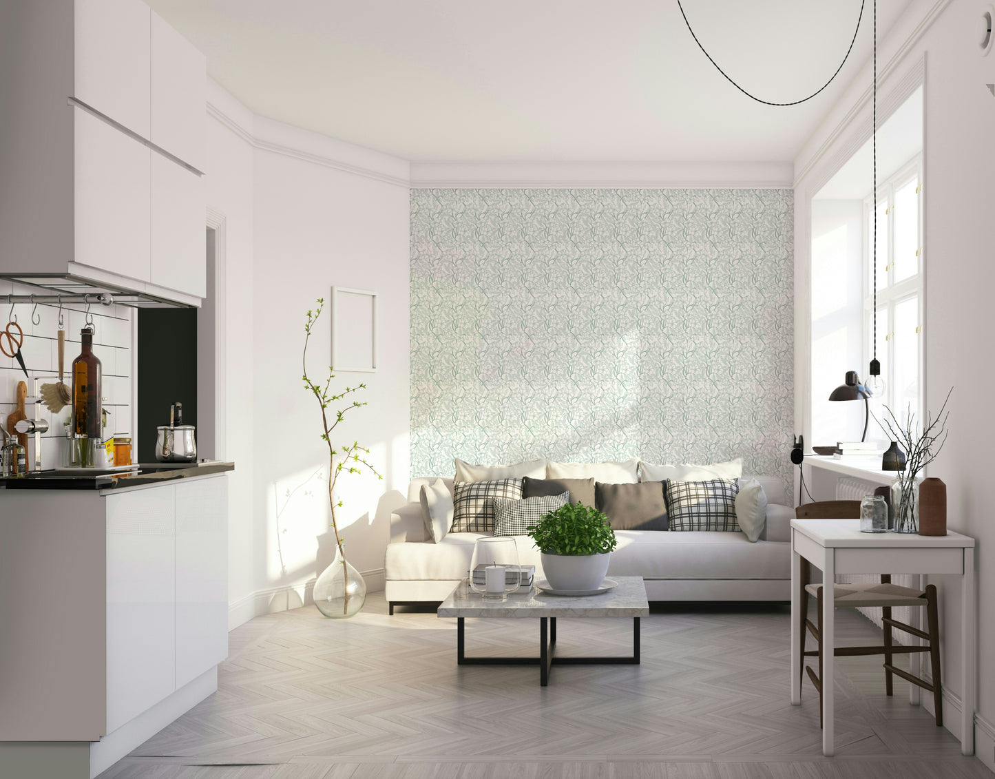 Soft flower wallpaper for bedrooms and spa spaces

