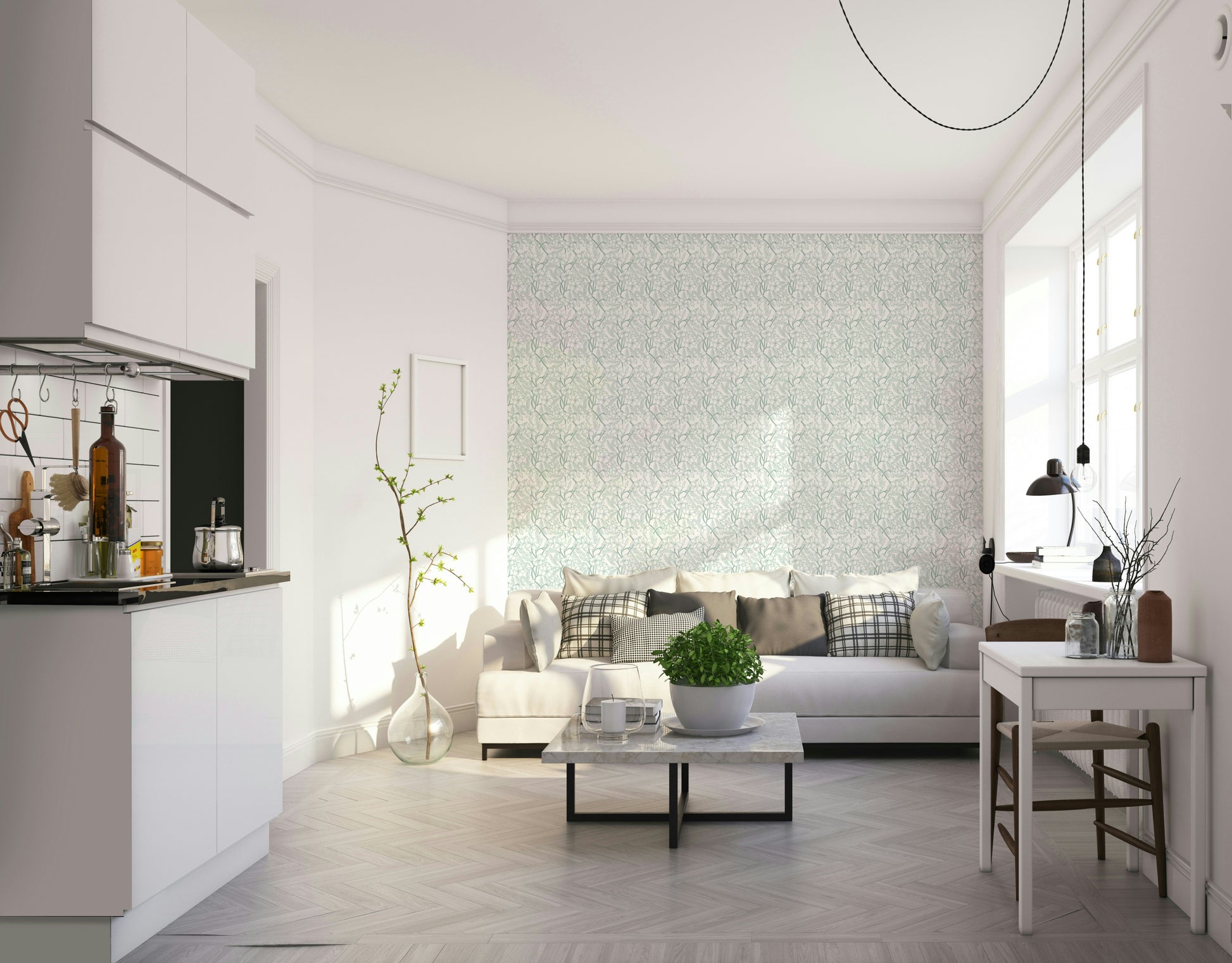 Soft flower wallpaper for bedrooms and spa spaces

