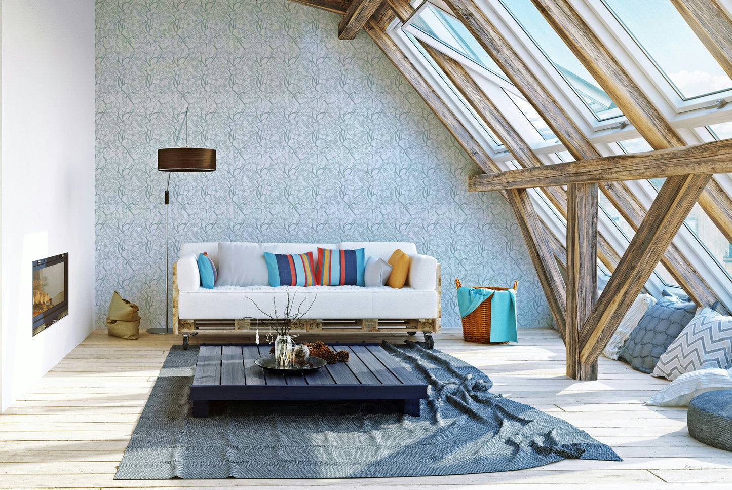 Watercolor flower wallpaper for serene interiors

