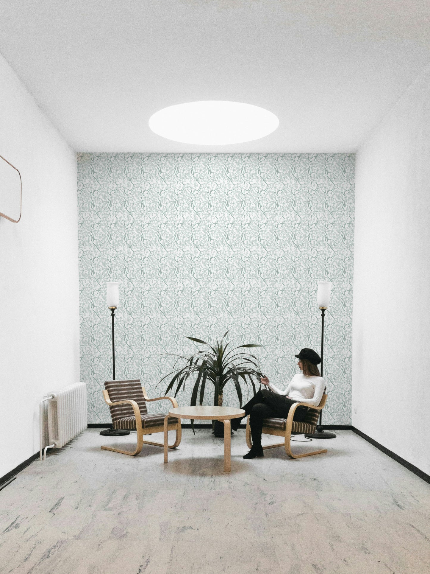 Peel and stick wallpaper with hand-painted florals

