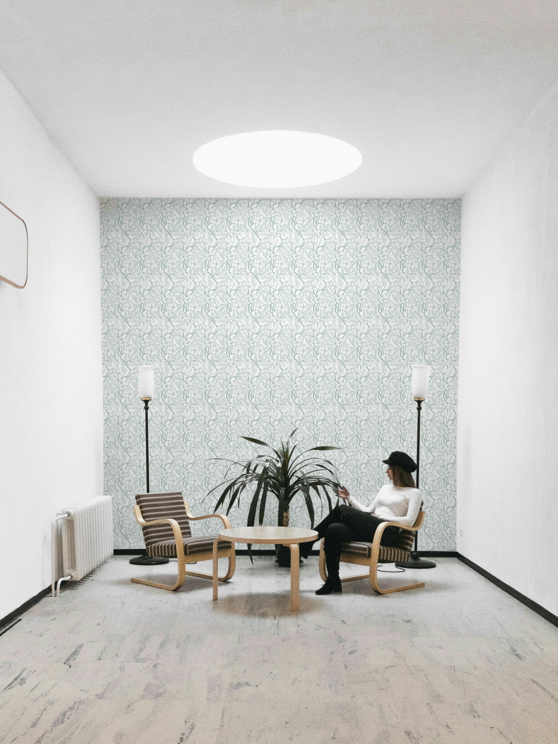 Peel and stick wallpaper with hand-painted florals

