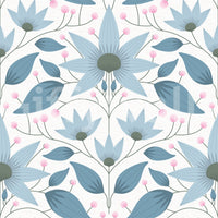 Floral Symmetry Blue Wallpaper⁠