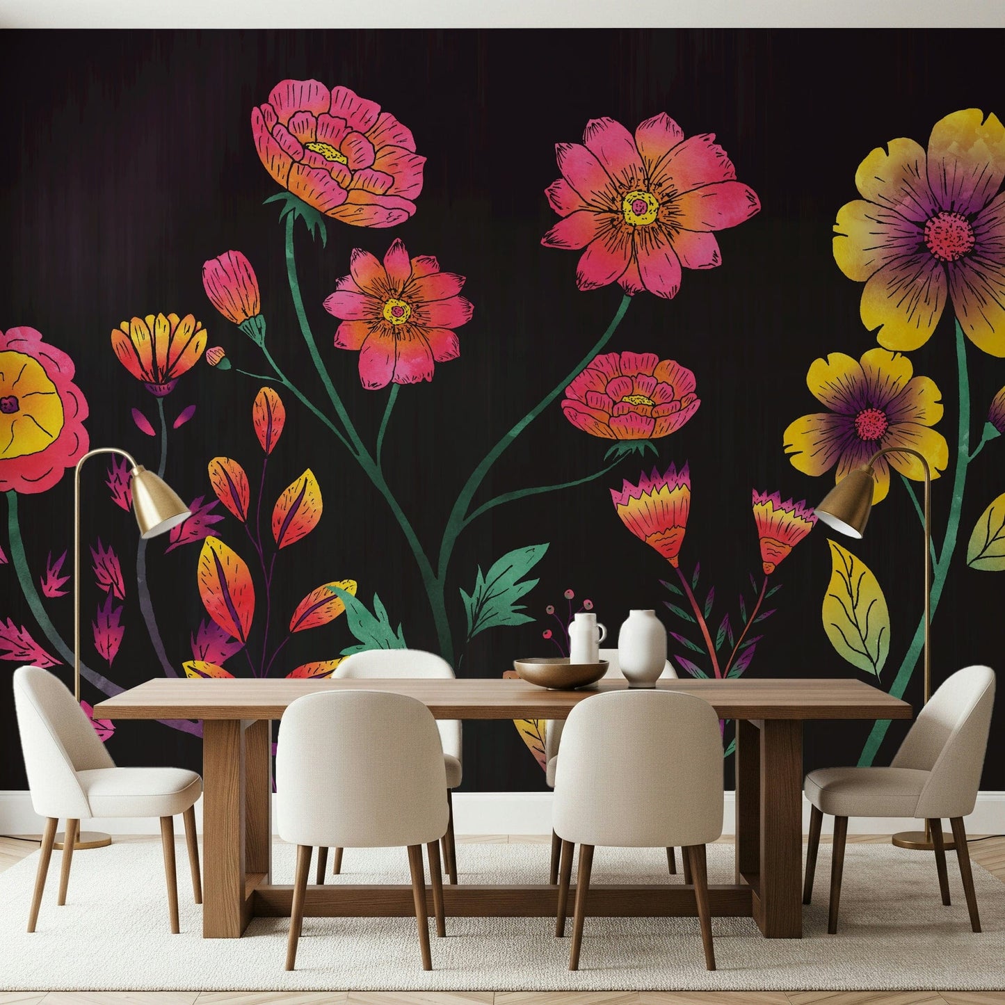 Luminous Floral Whispers Wall Mural