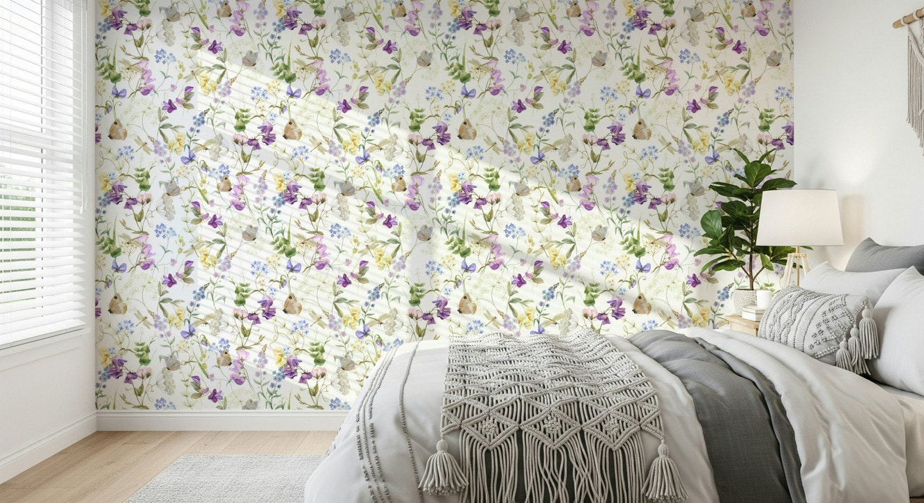Floral Whispers exquisite butterfly sweet pea artistic wallpaper.