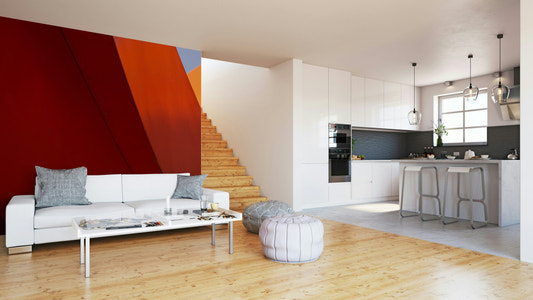A beautiful abstract flowing wallpaper mural for a modern room.

