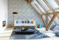 Hand-drawn flower wallpaper for calm interiors


