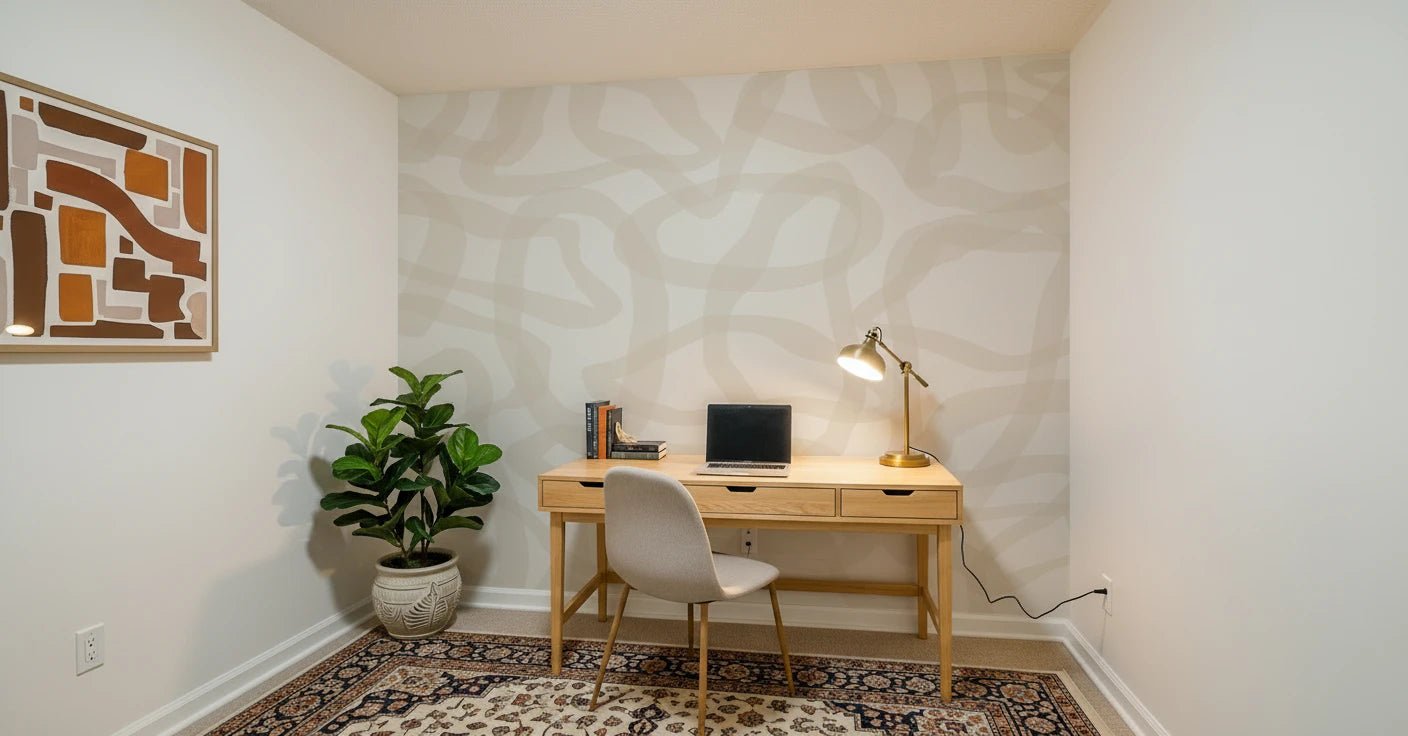 Neutral cream background on this Flow State Wall Mural for study room.