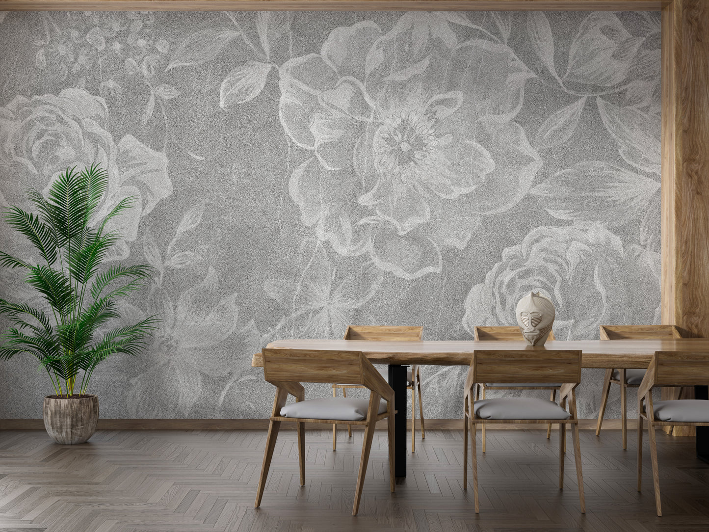 Flowers with old white Wall wallpaper - Giffywalls