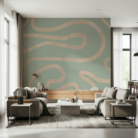 Flowing Lines Green wallpaper artistic fluid line graphic texture.