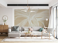 Textured wall mural Flowing Lines ethereal white sketch on canvas color