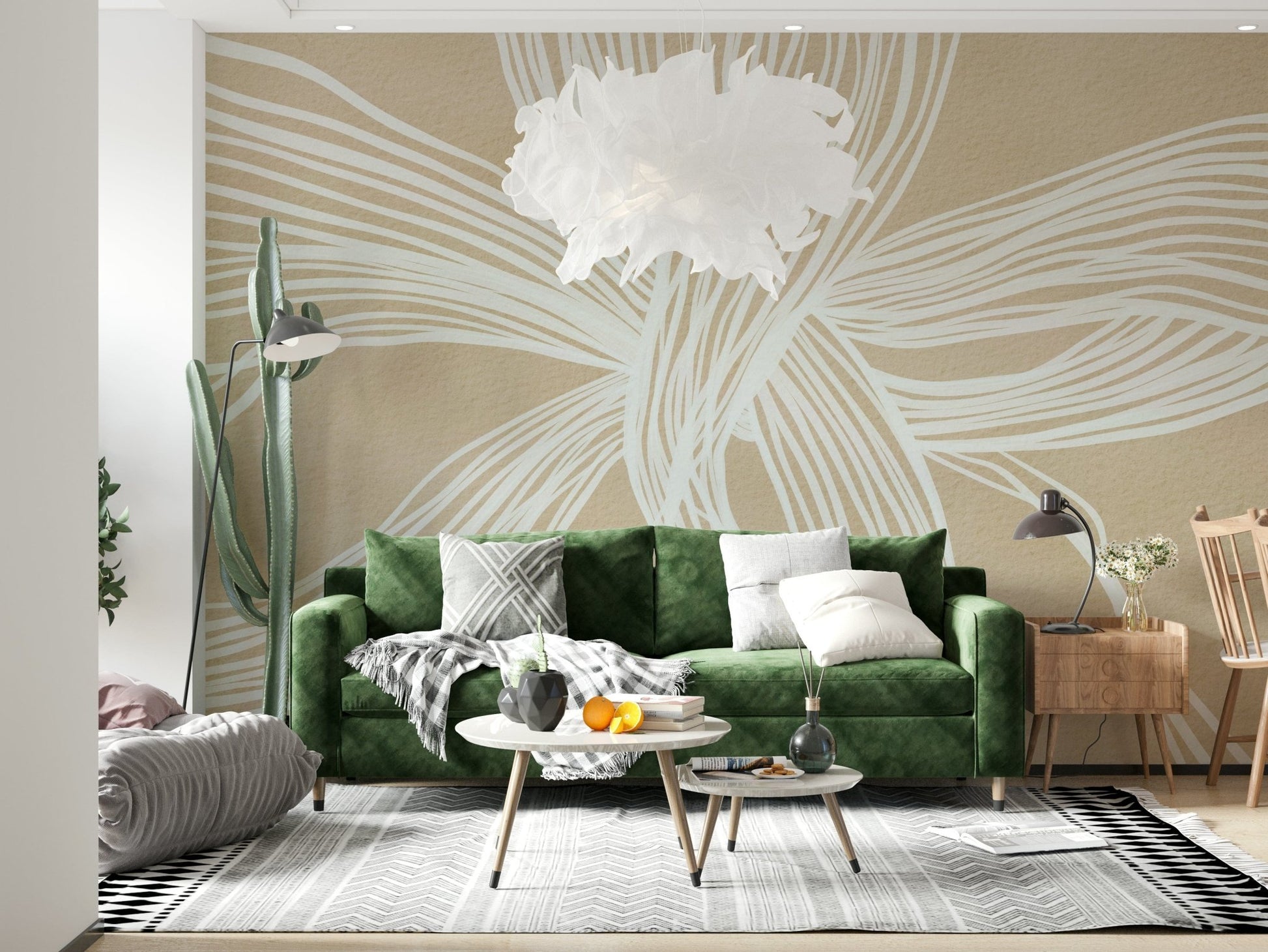 Contemporary Flowing Lines wallpaper smooth white streams crossing beautiful surface