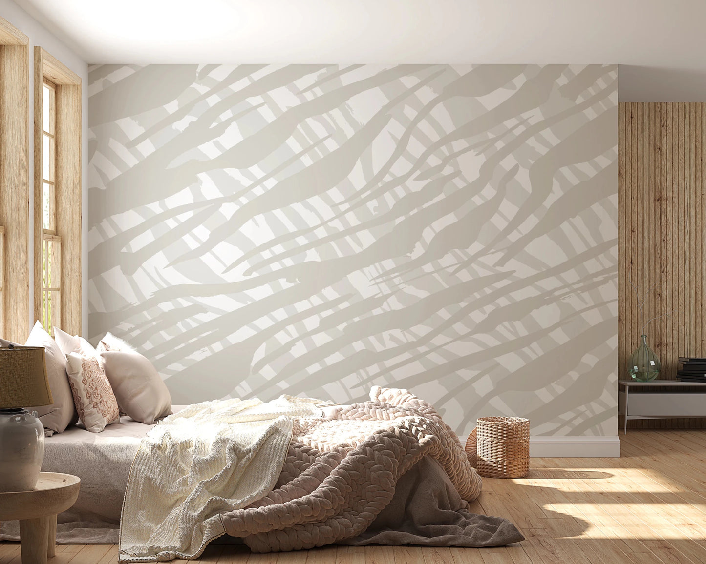 Gentle diagonal brush texture on this Fluid Strokes Art Wall Mural for bedroom