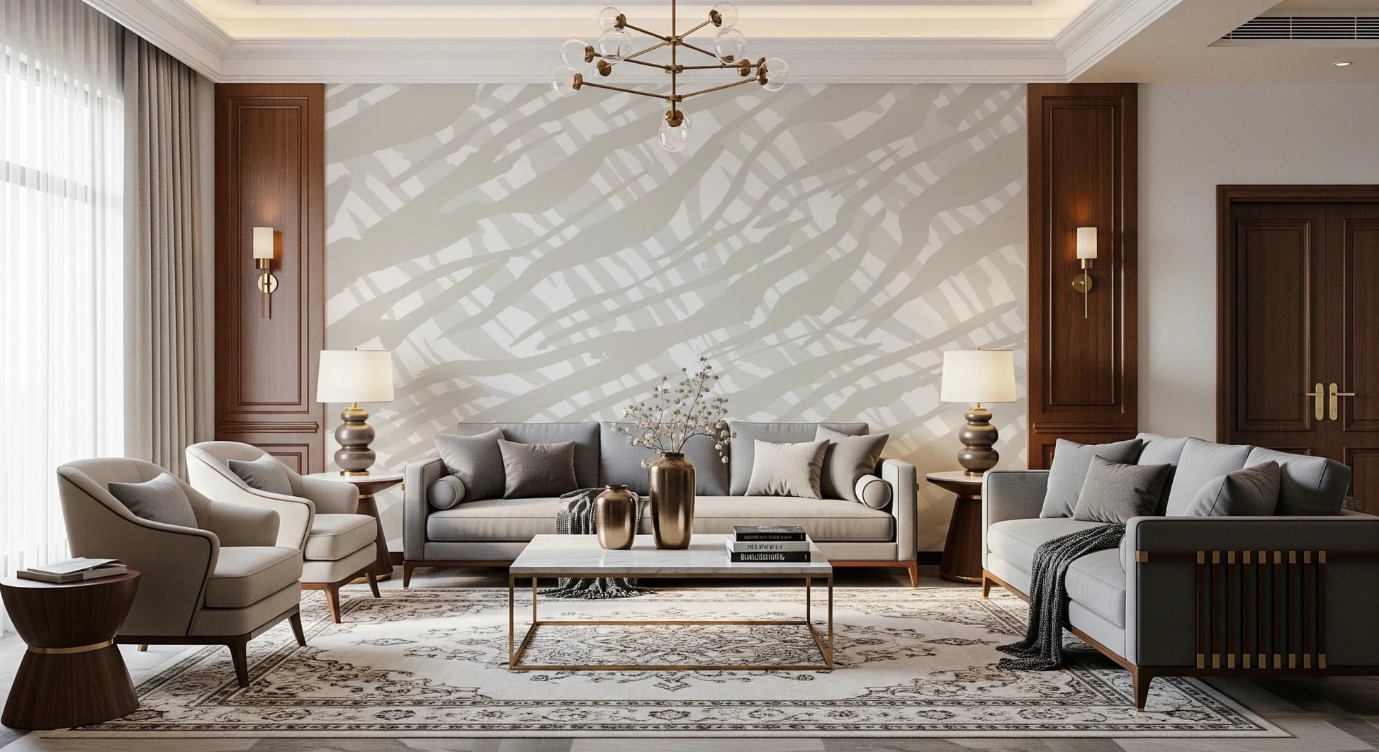 Textured beige paint strokes on a Fluid Strokes Art Wall Mural.