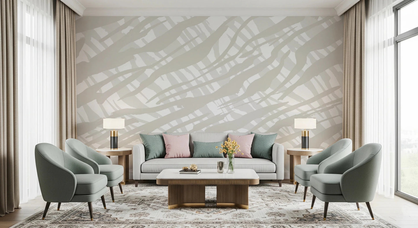 Organic flowing lines seen on this Fluid Strokes Art Wall Mural.