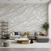 Neutral tone aesthetic with Fluid Strokes Art Wall Mural for living room design.